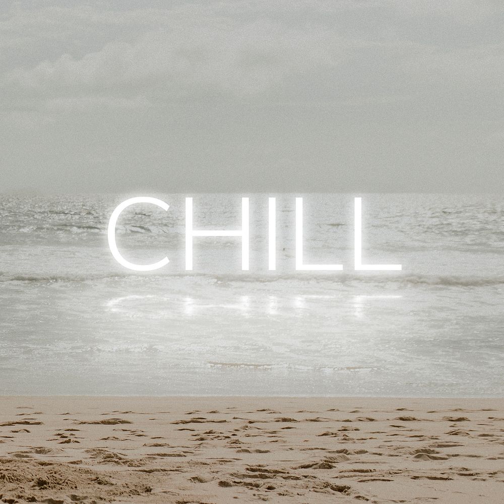 White neon text CHILL typography