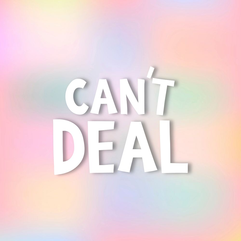 White can't deal doodle typography on a pastel background vector