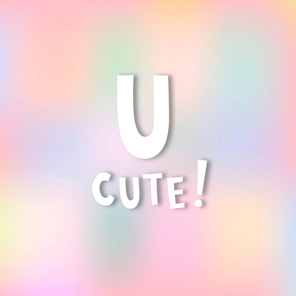White u cute! doodle typography on a pastel background vector