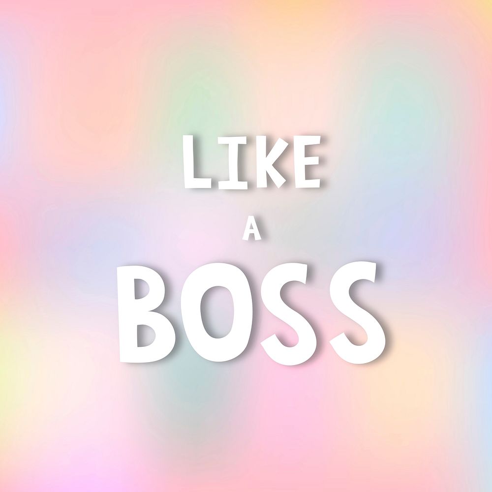 White like a boss doodle typography on a pastel background vector