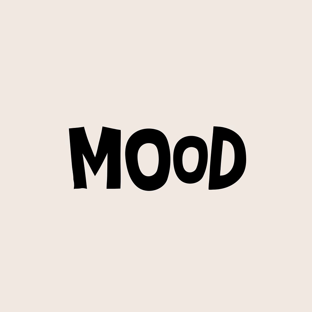 Black mood doodle typography on beige background vector