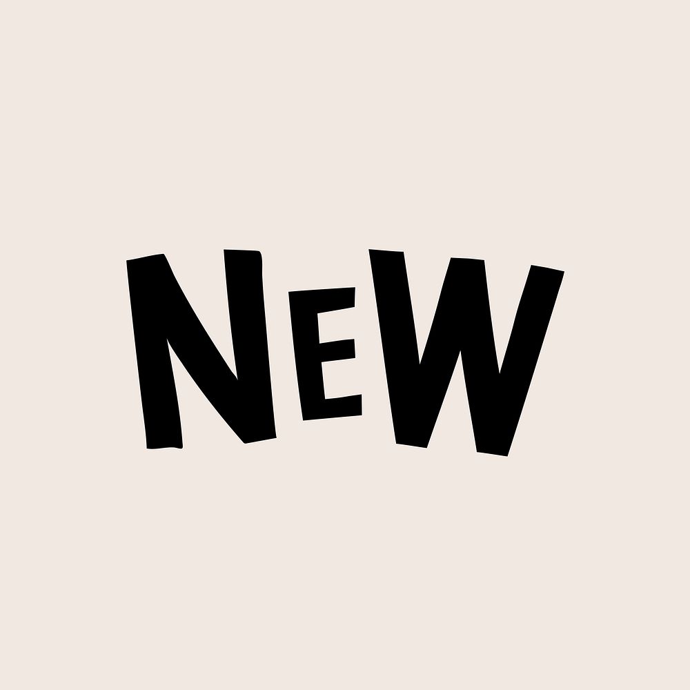 Black new doodle typography on beige background vector