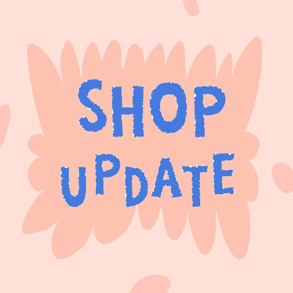 Shop update doodle typography on a pink background vector