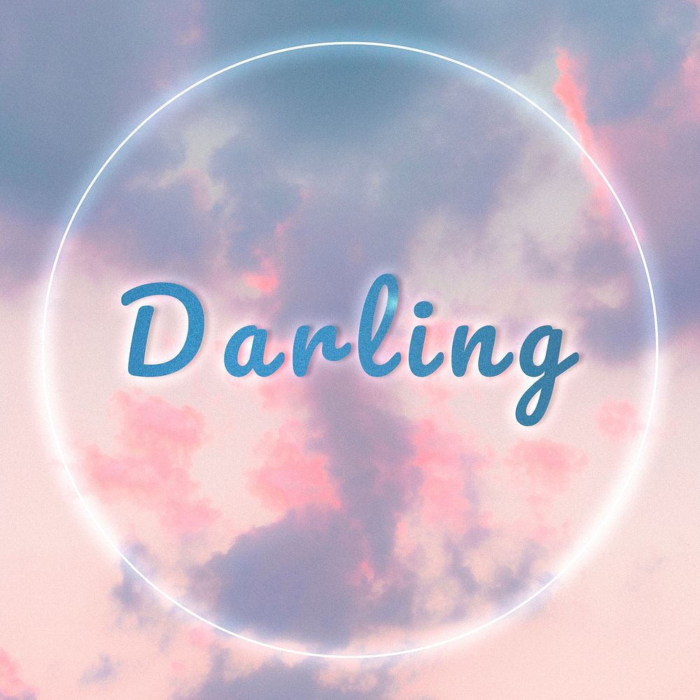 Darling neon glow typography text