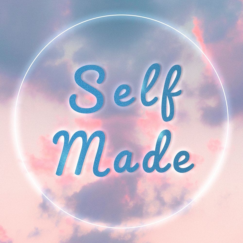 Self-made blue glow typography