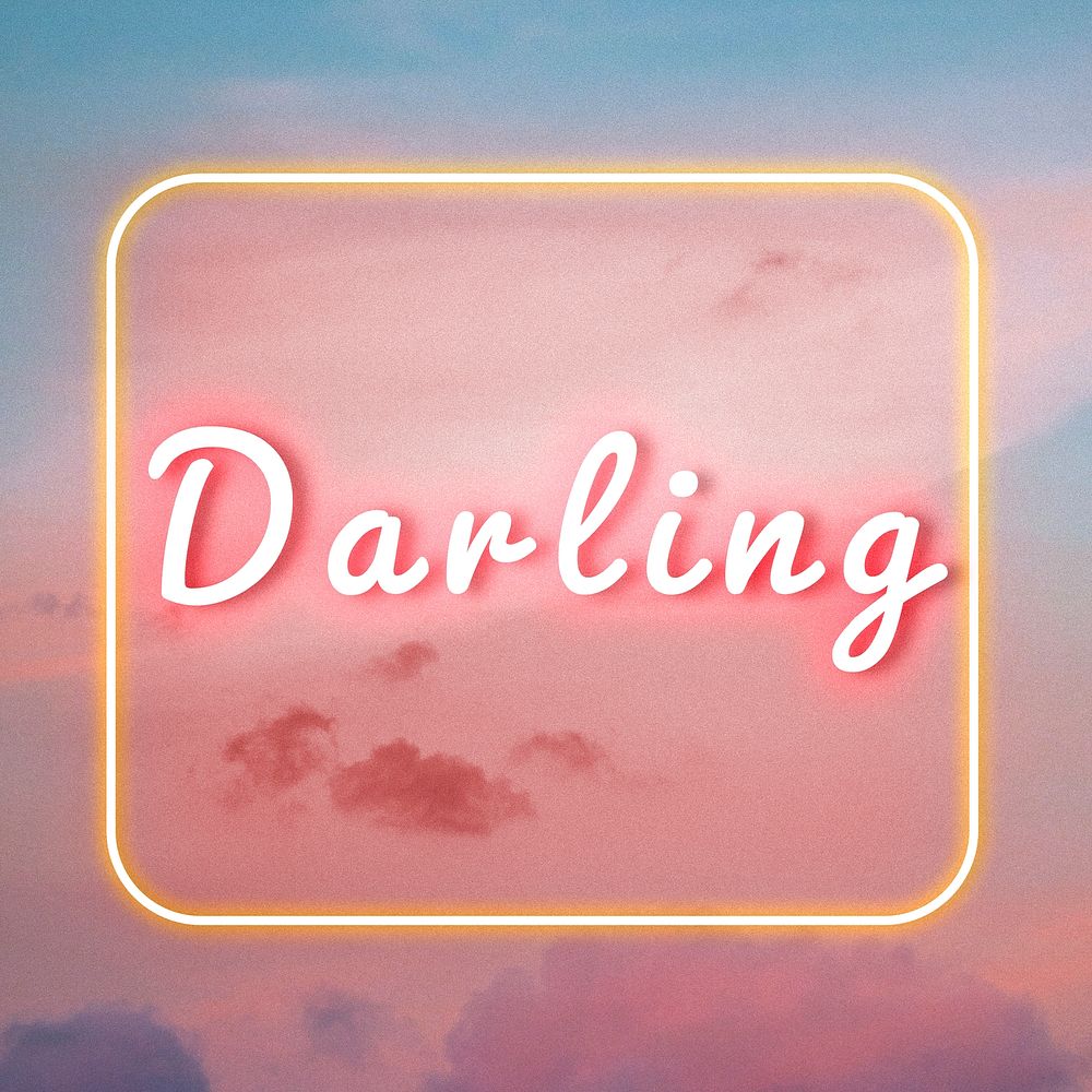 Darling pink glow word typography