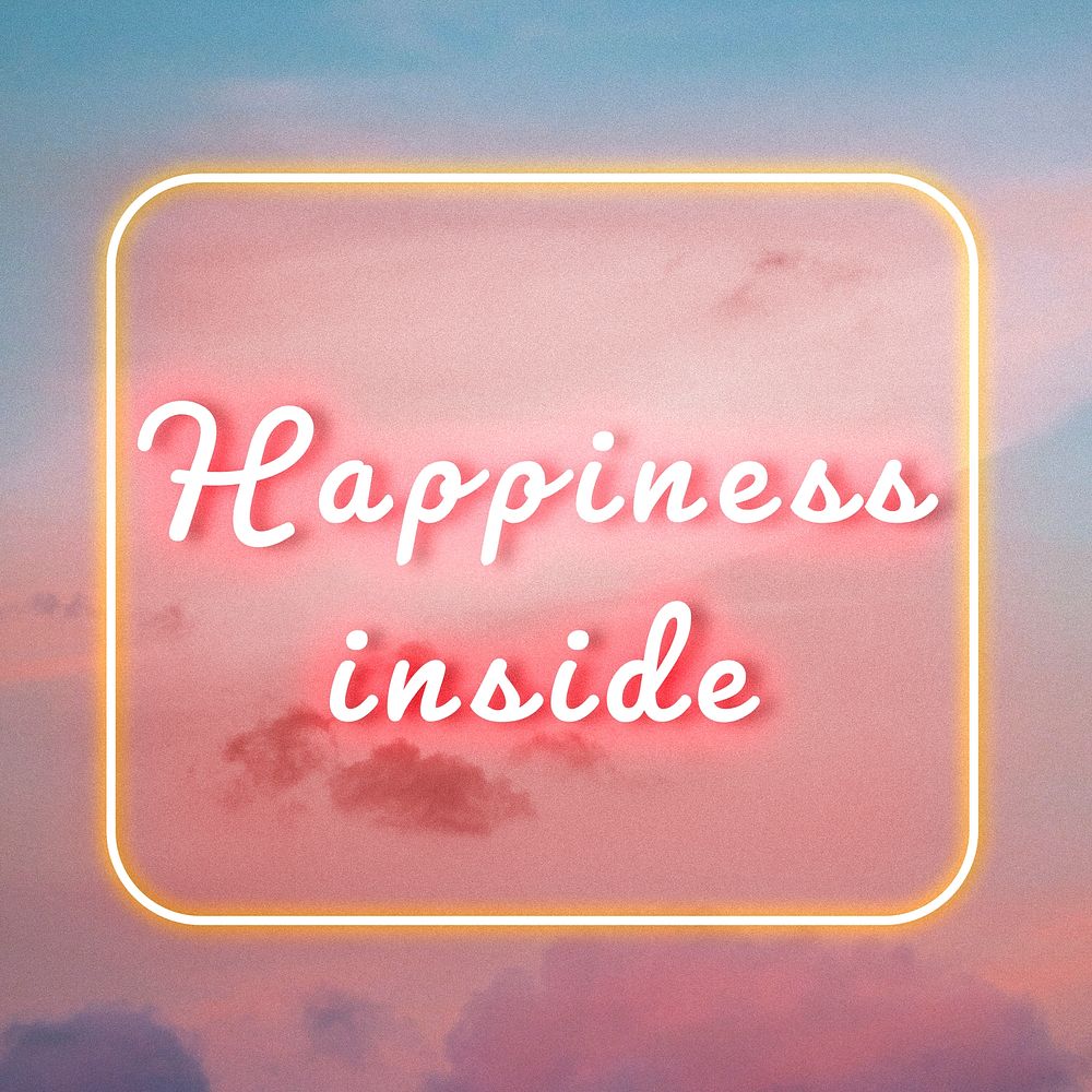 Happiness inside pink glow typography