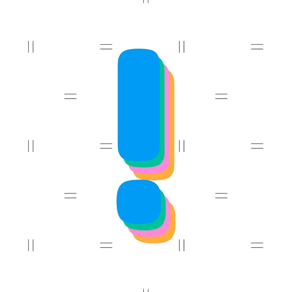 Colorful exclamation mark font typography