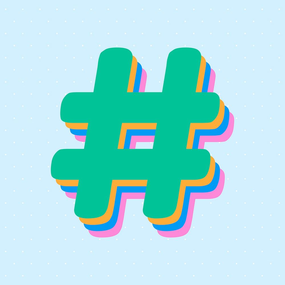 Vector hashtag rounded green font 
