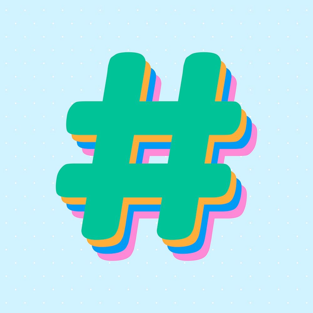 Clipart hashtag 3d font typography