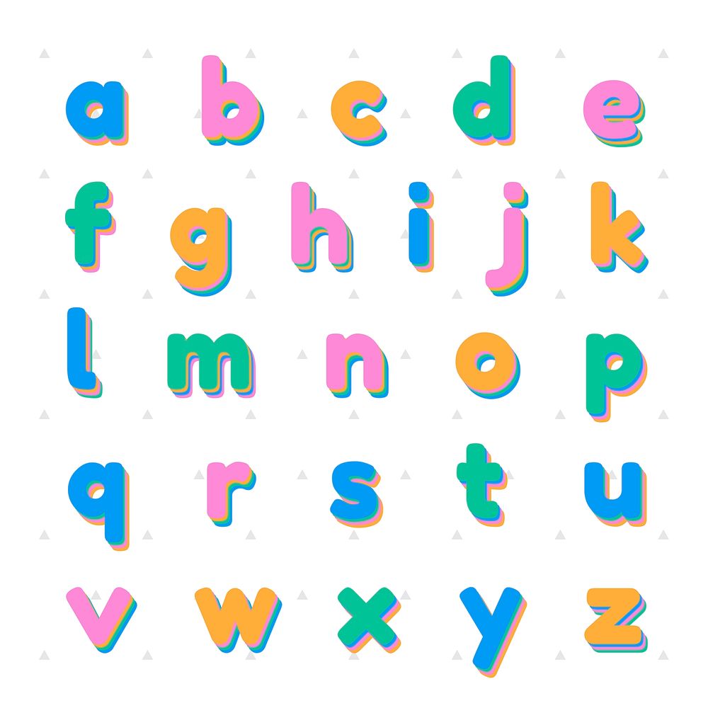 Lower case letter set font 