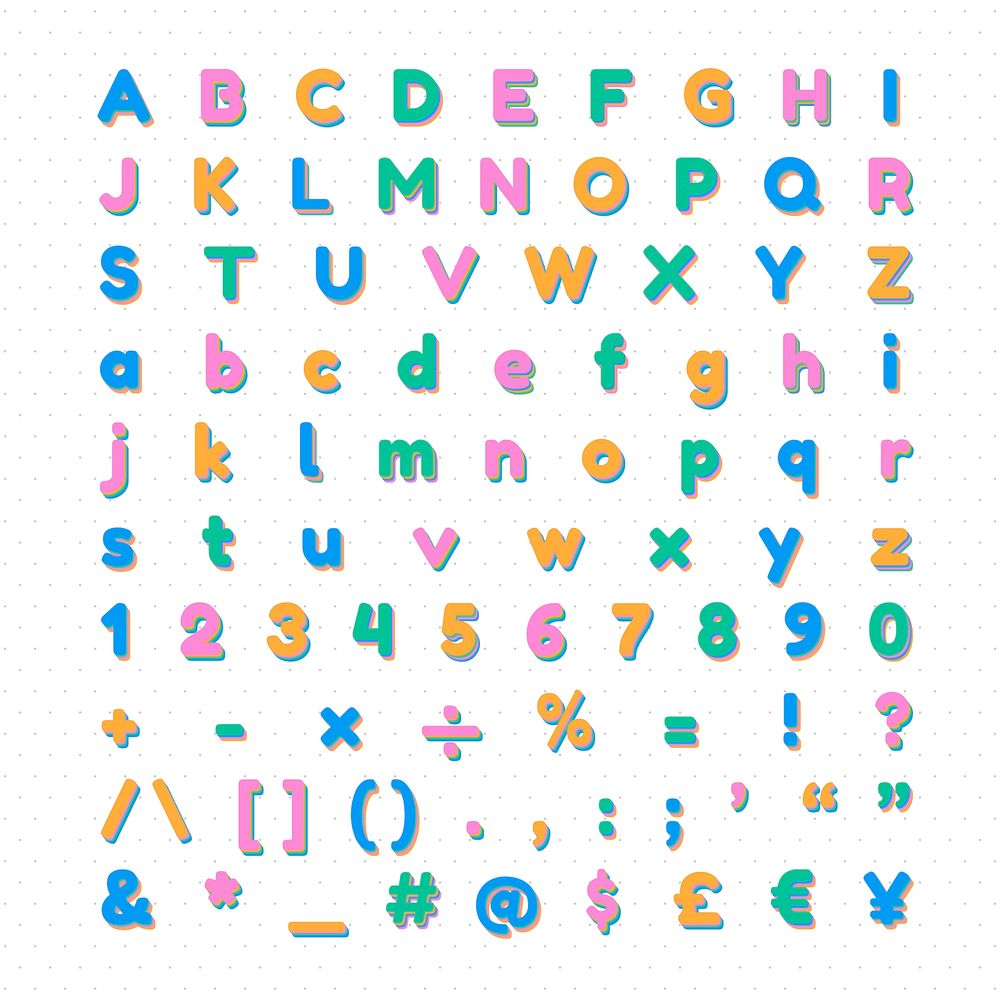 Letter and sign set font typography