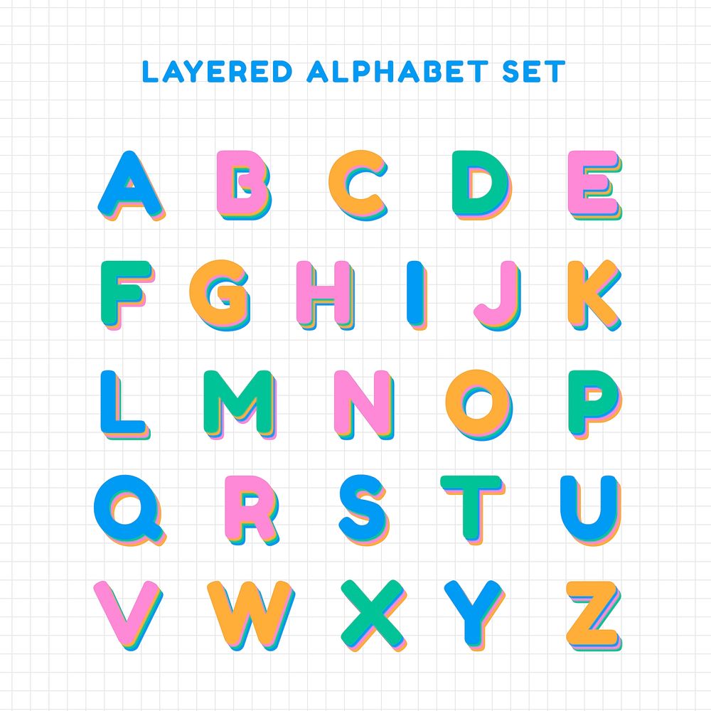 Layered alphabet collection font typography