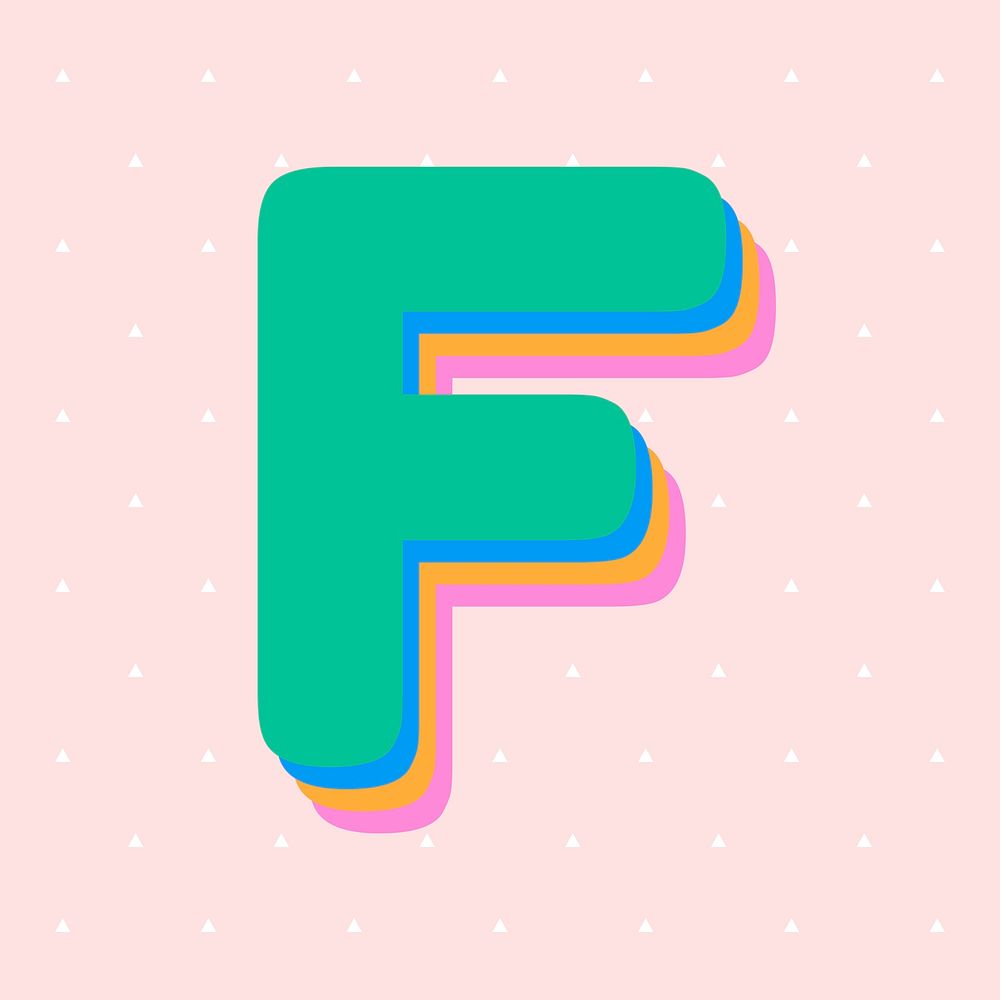 3D effect f alphabet font vector