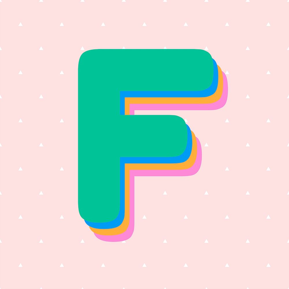F alphabet rounded font psd