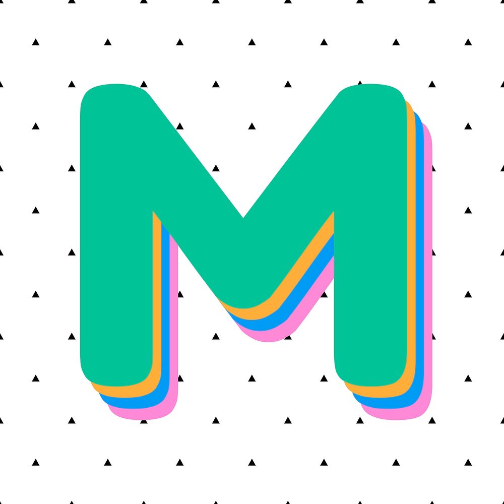 Letter m rounded font psd