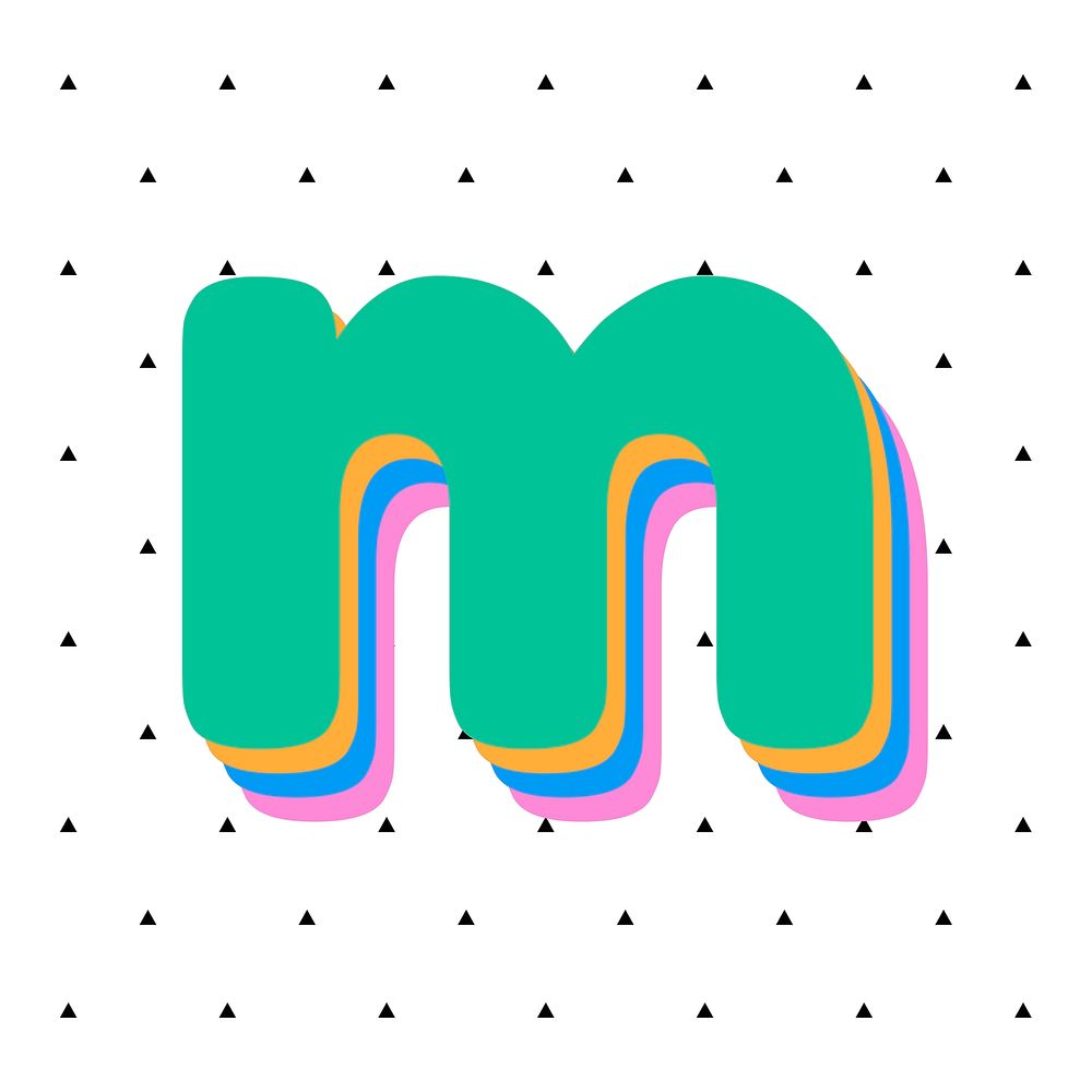 Letter m rounded typography clipart