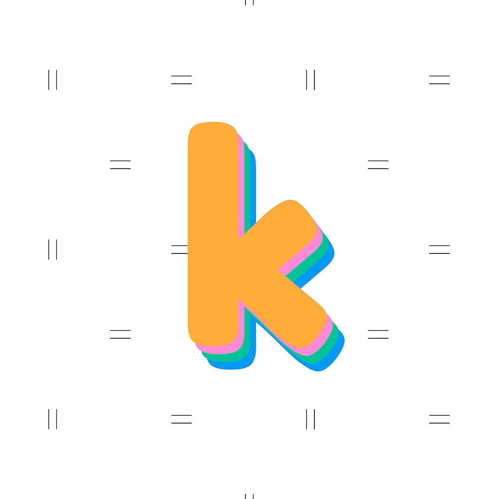 Vector colorful k font rounded