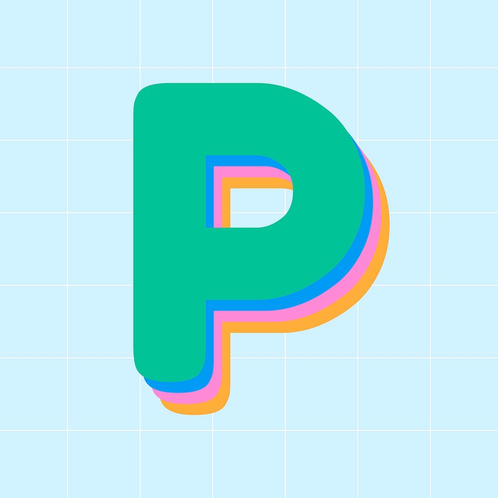 Letter p rounded 3d shade font