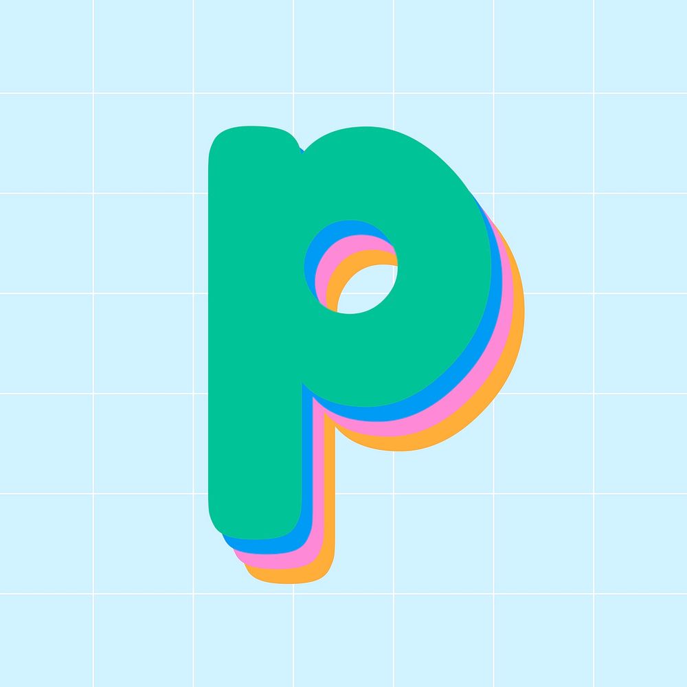 3D effect p alphabet rounded font