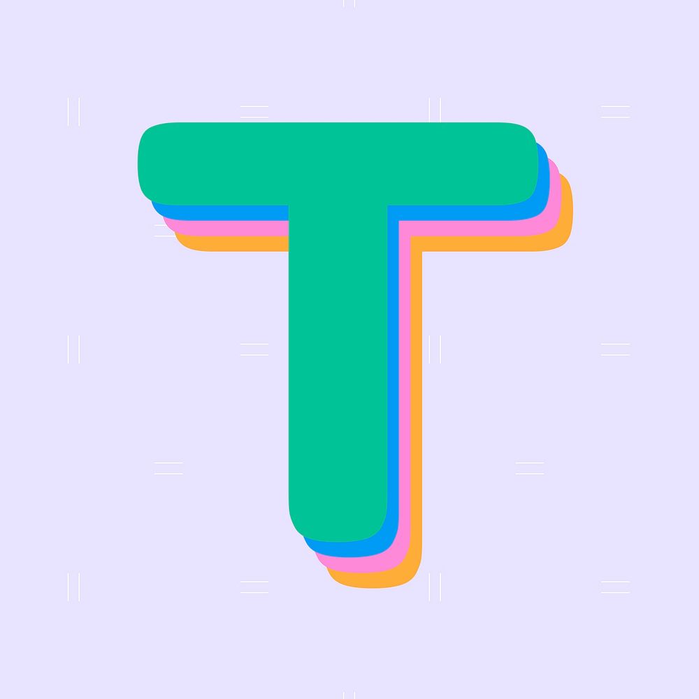 Letter t rounded typography vector