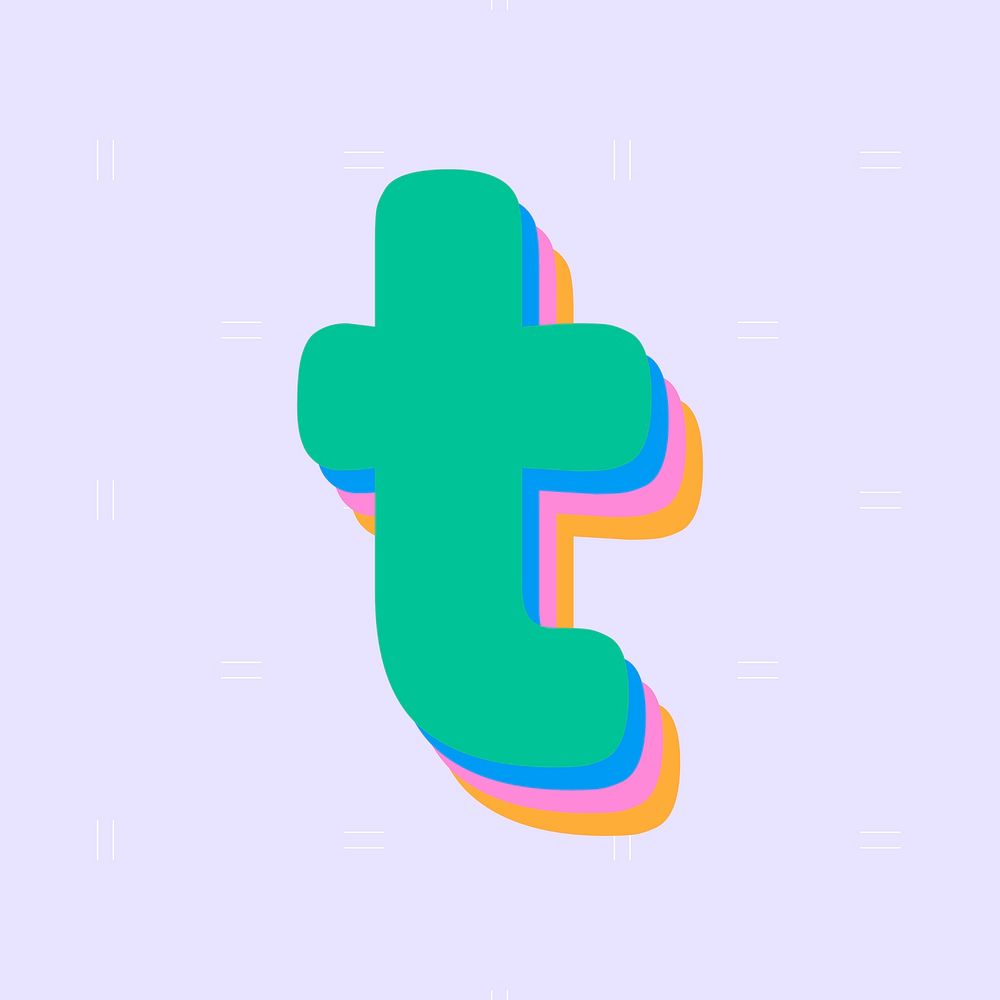 Letter t rounded typography vector