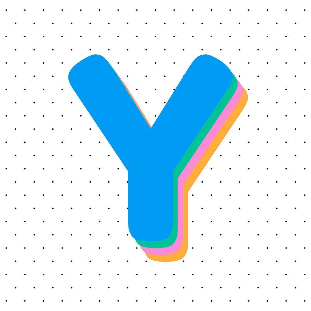 Letter y rounded typography clipart