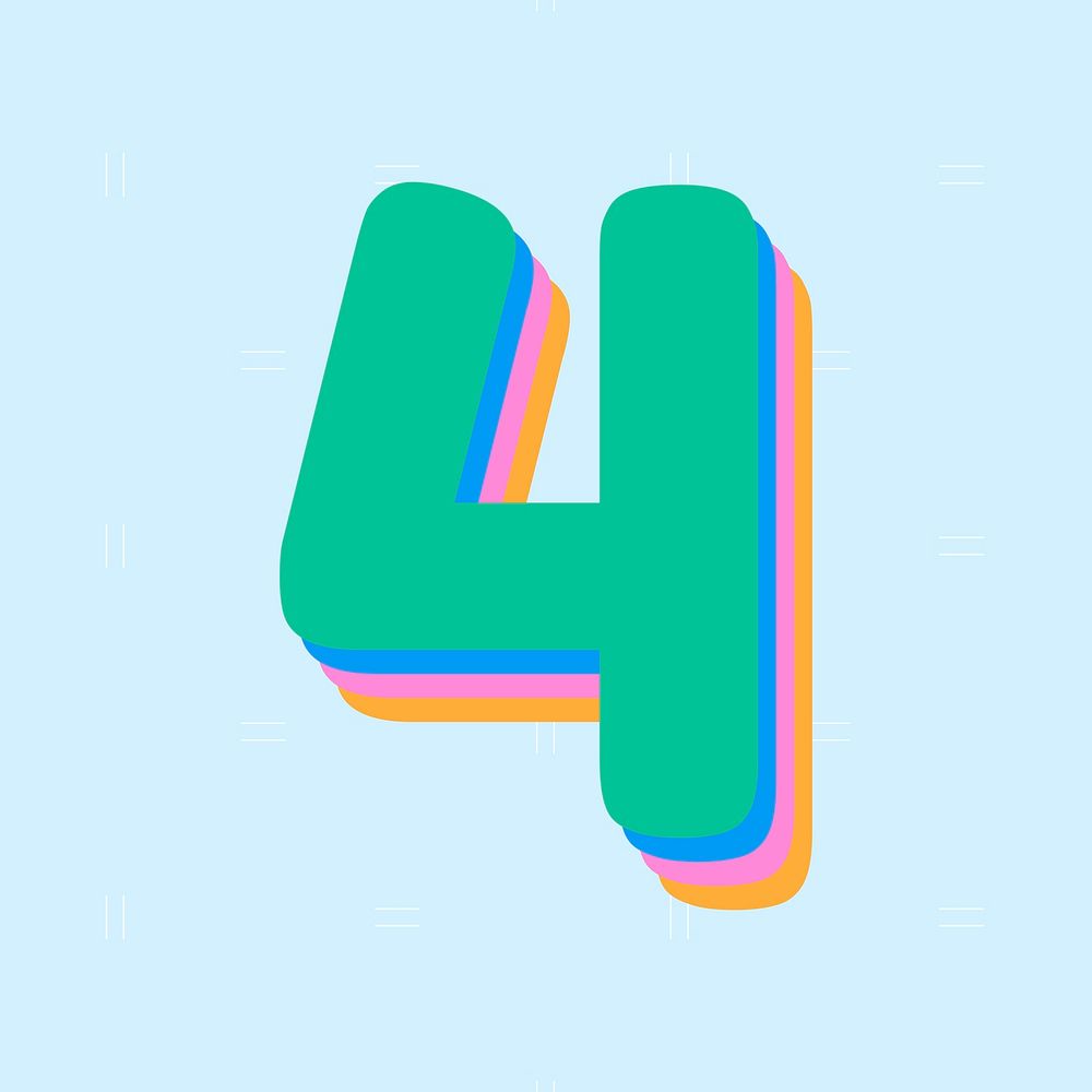 Vector colorful four font rounded