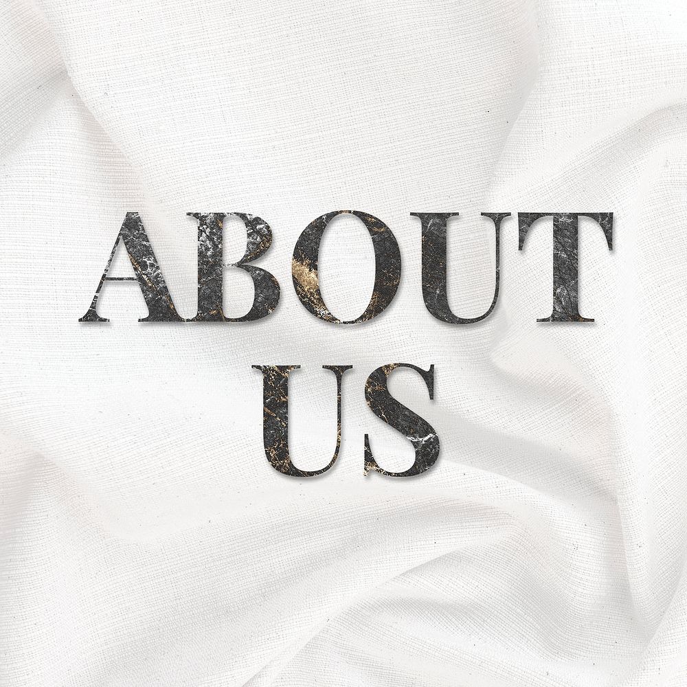 About us marble word typography 