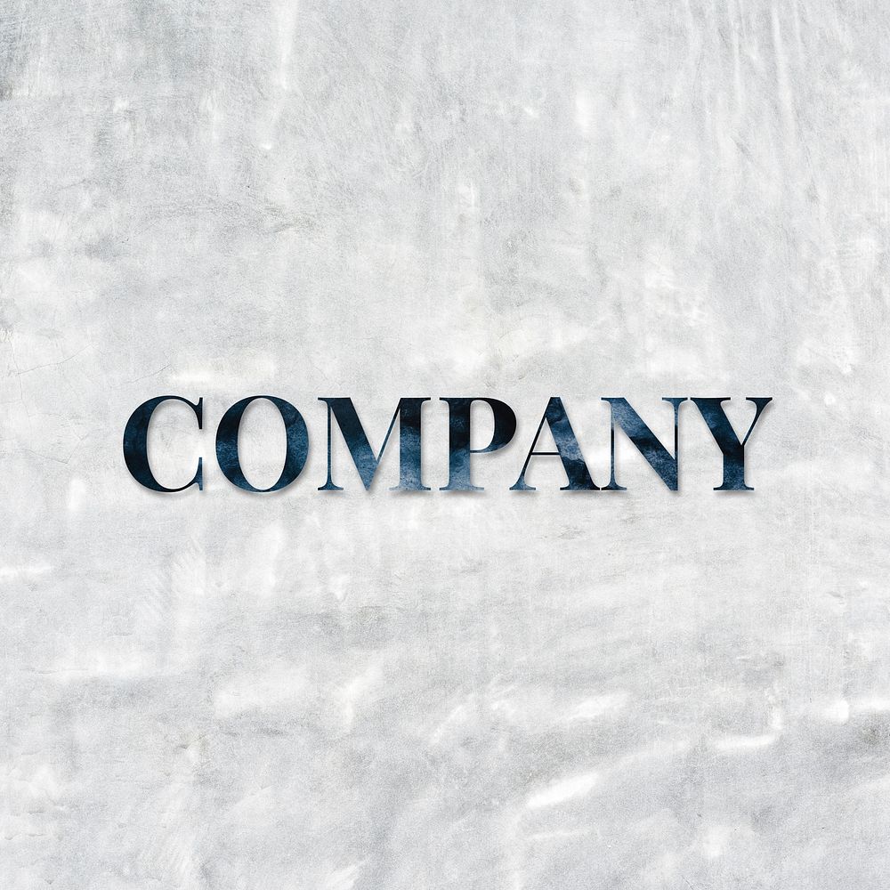 Company word lettering typography on gray