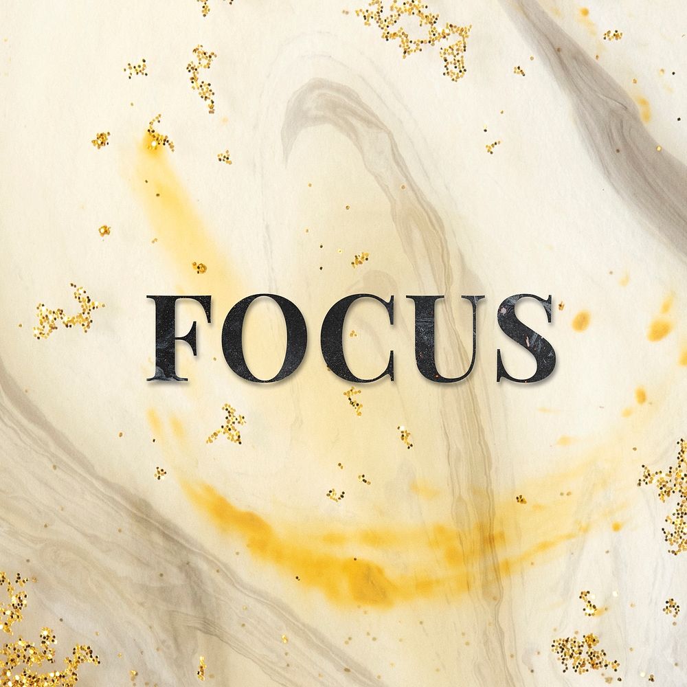 Focus word typography font gold texture
