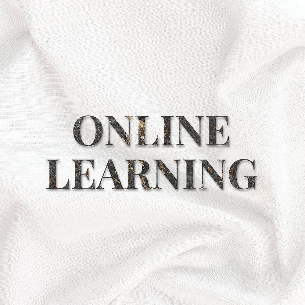 Text Online learning marble word typography