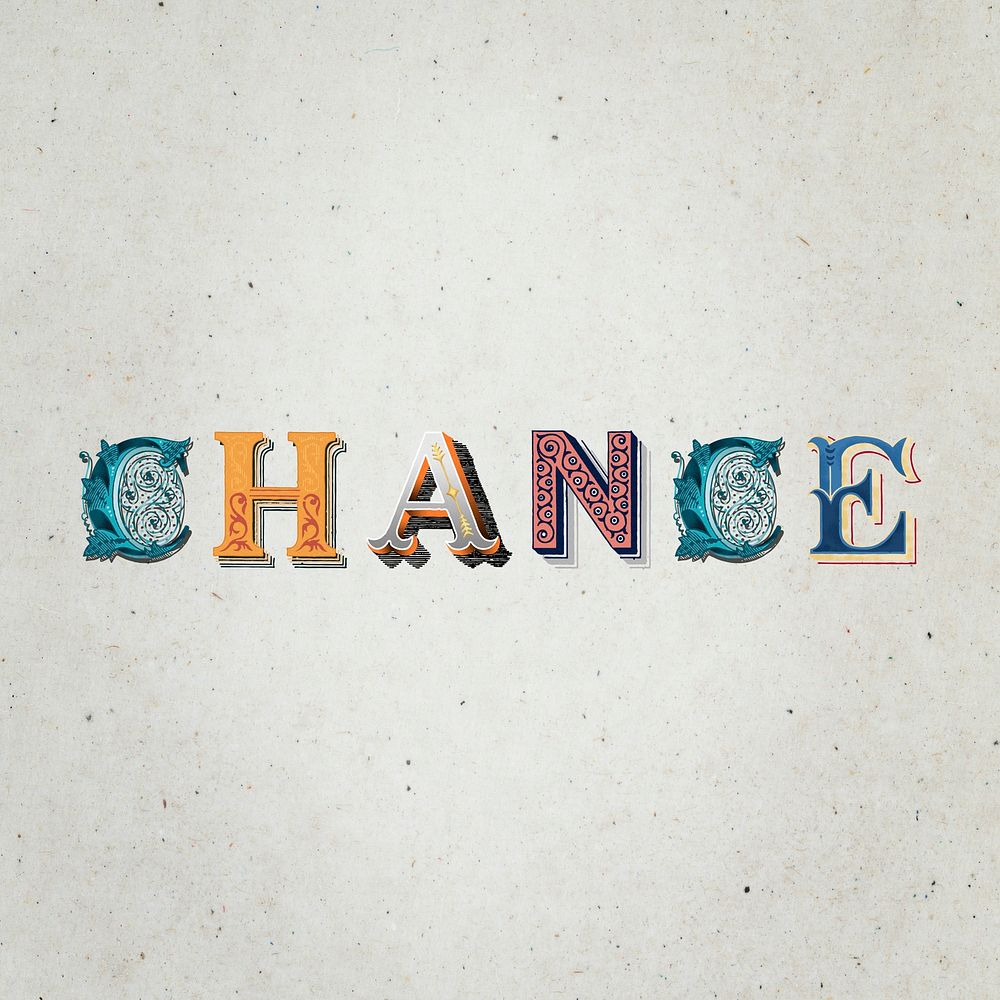 Chance word victorian style  typography font 