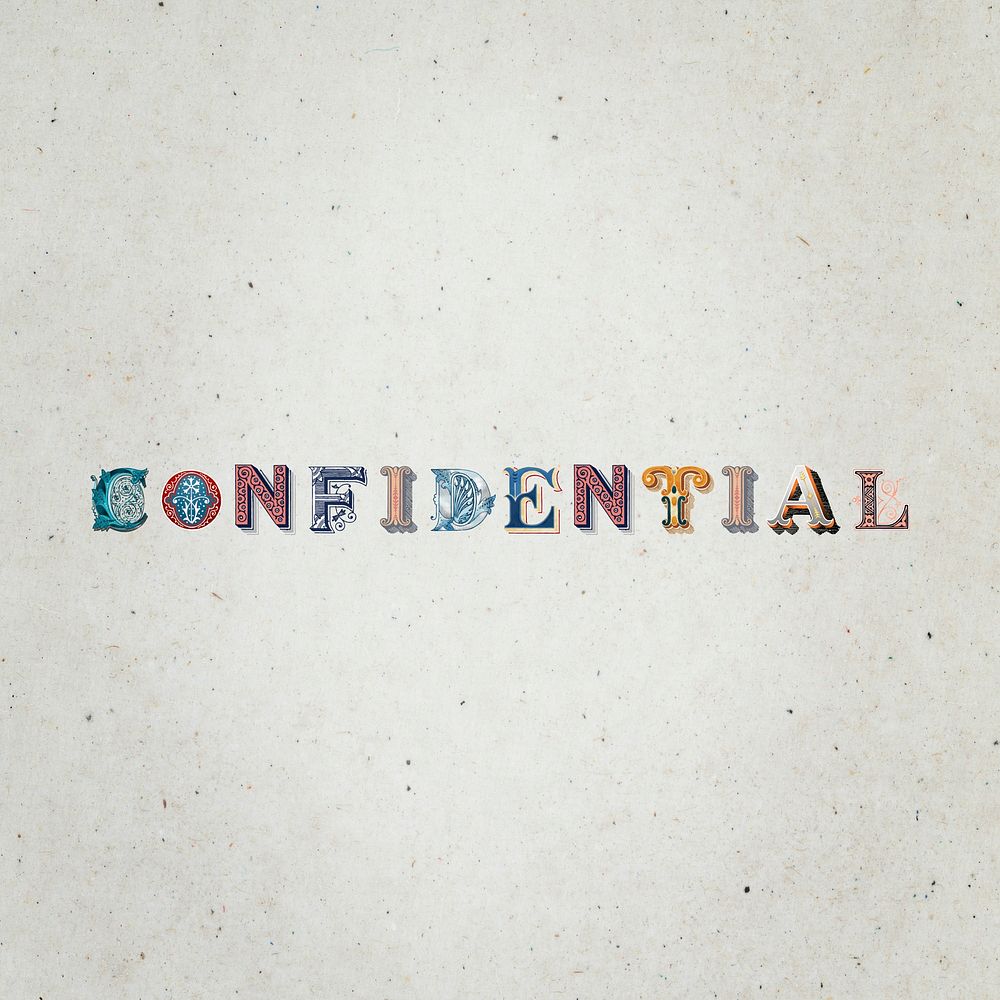 Confidential word victorian style  typography font