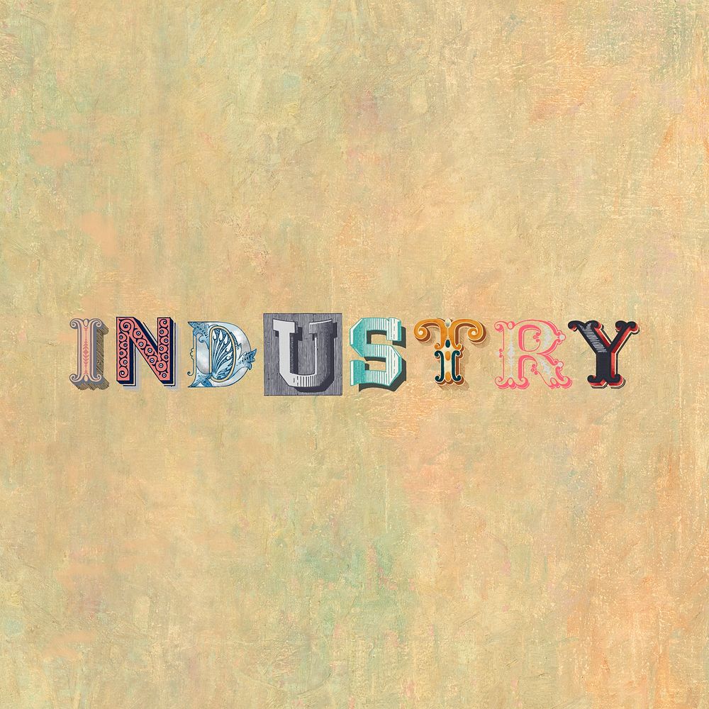 Industry word victorian style  typography font 