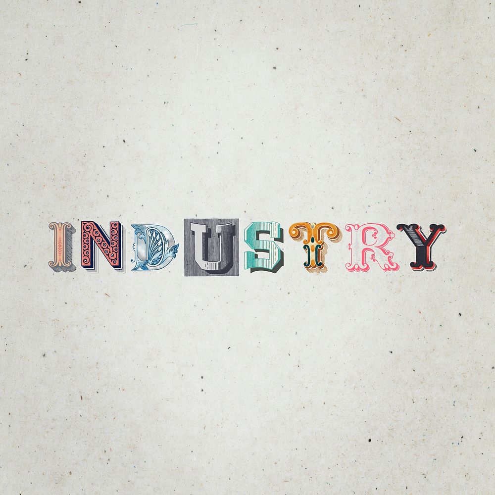 Industry word western font typography