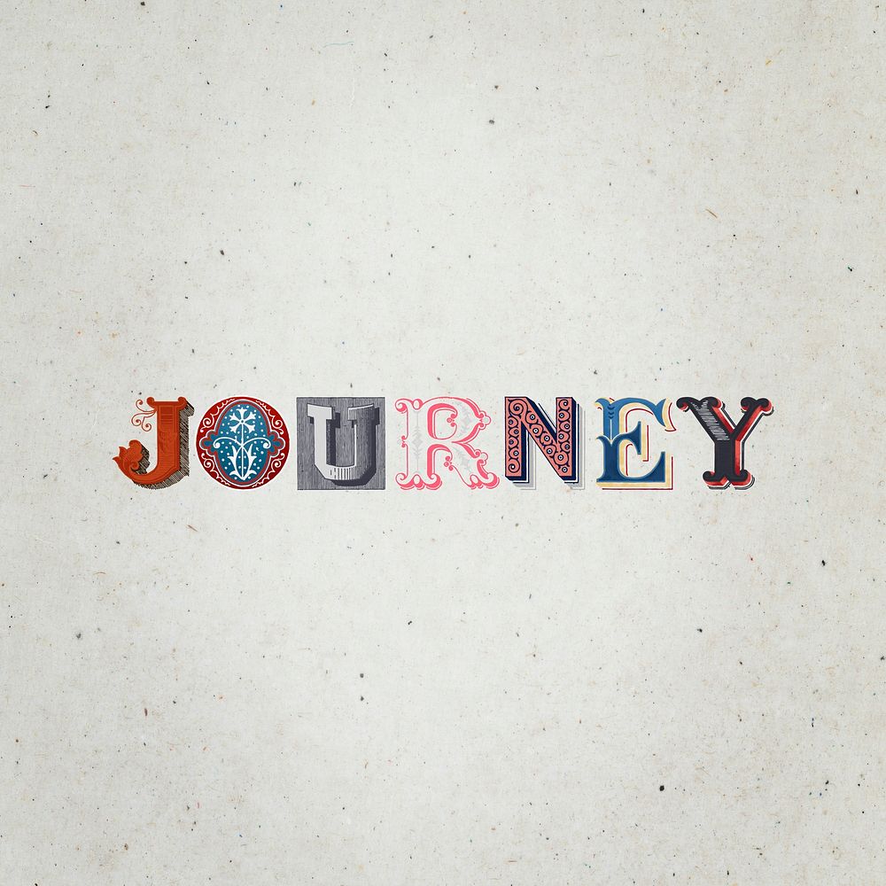 Journey word victorian style  typography font