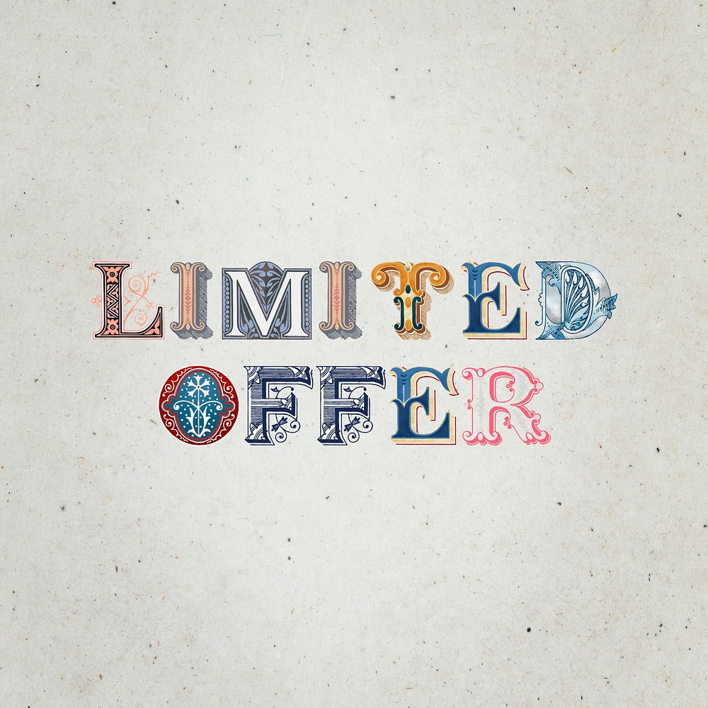 Limited Offer victorian style  typography font 