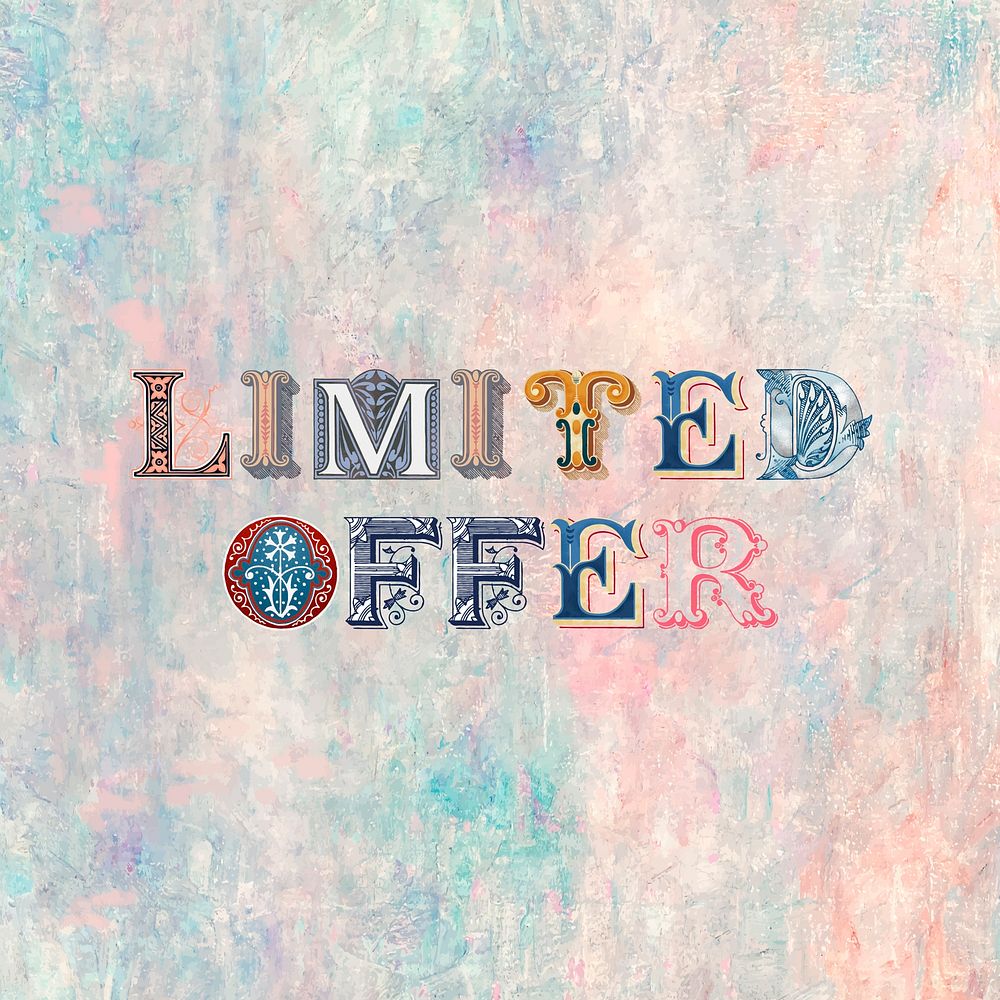 Limited Offer word western font typography
