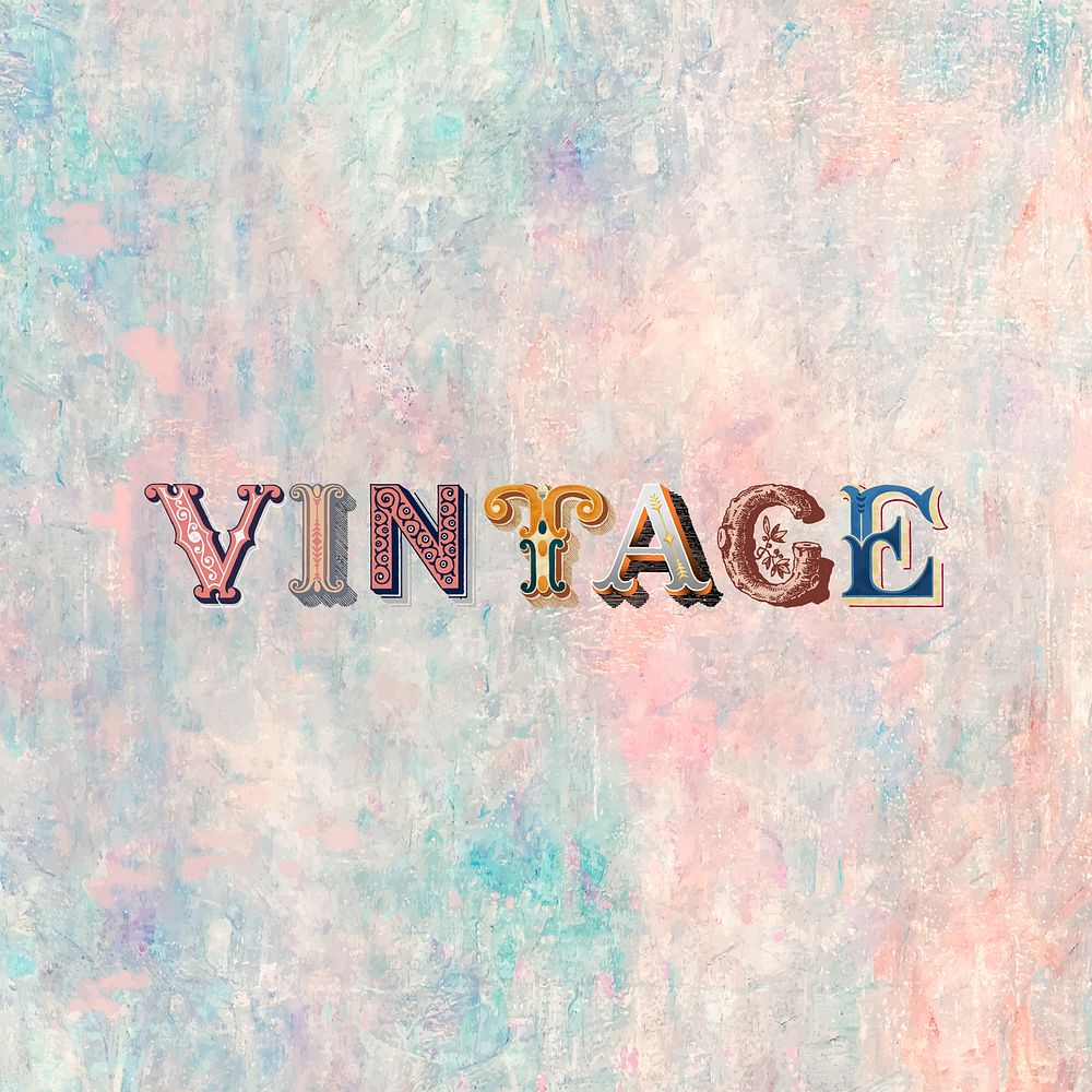 Vintage word victorian style  typography font 