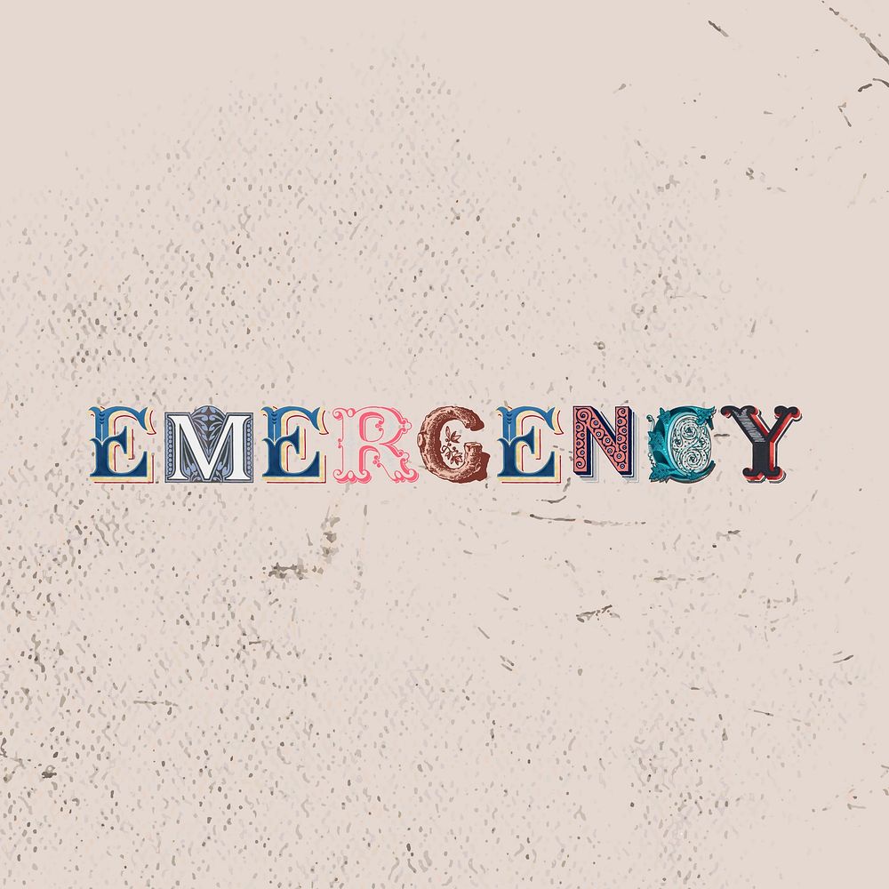 Emergency word western font typography