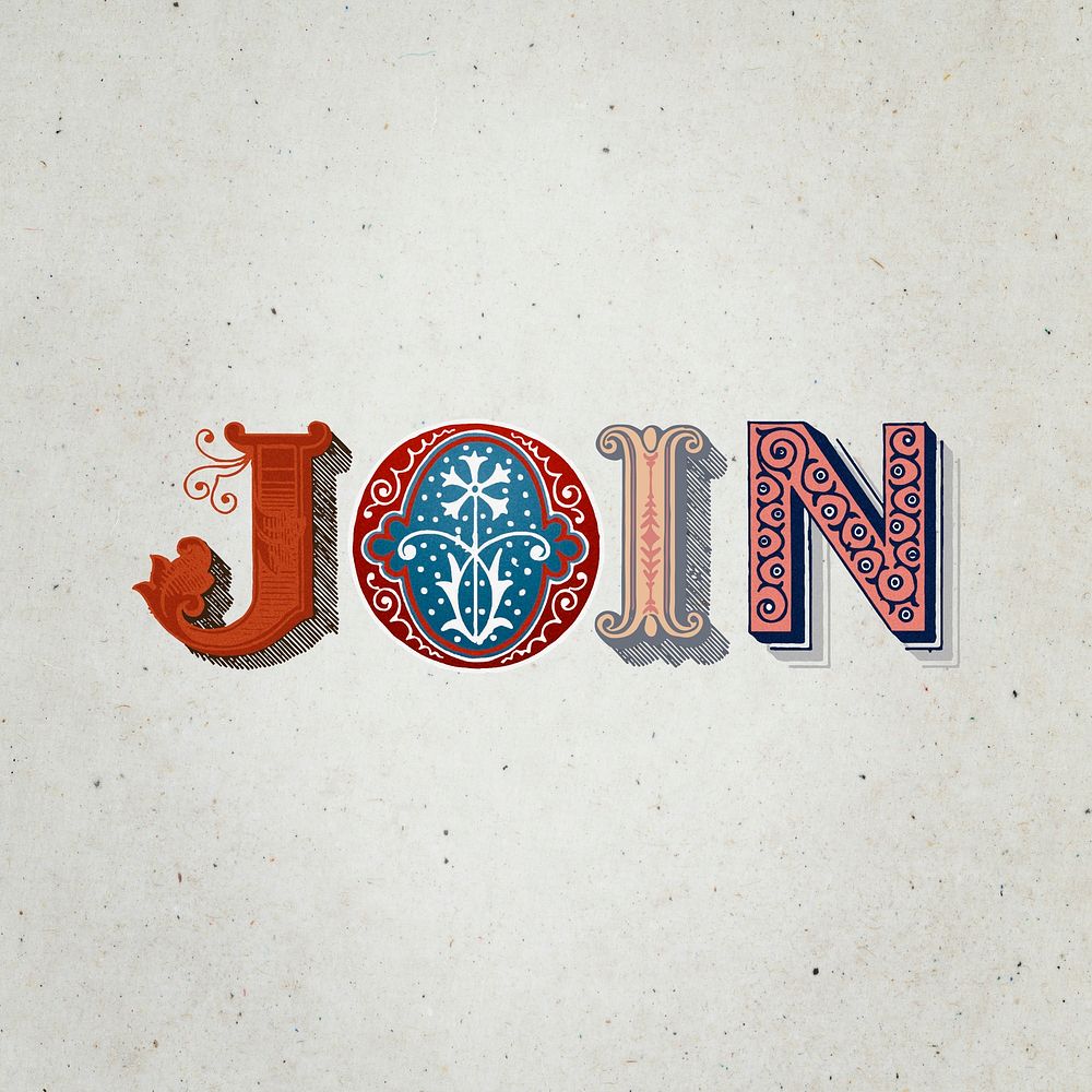 Join victorian style  typography font 
