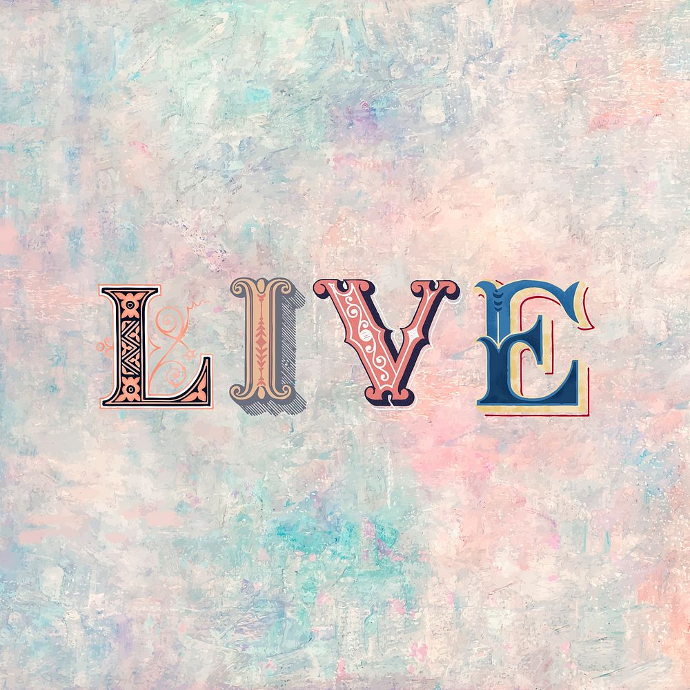 Live word western font typography