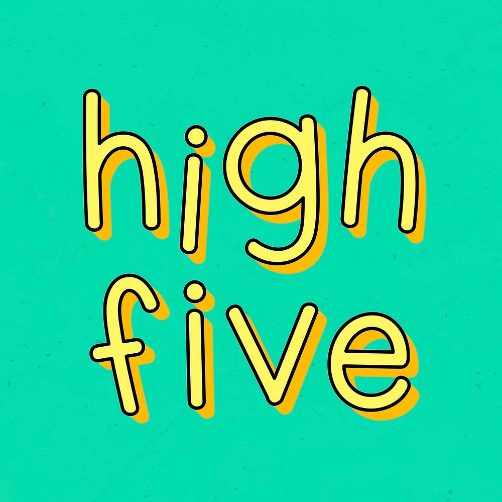 Yellow high five typography on a green background vector