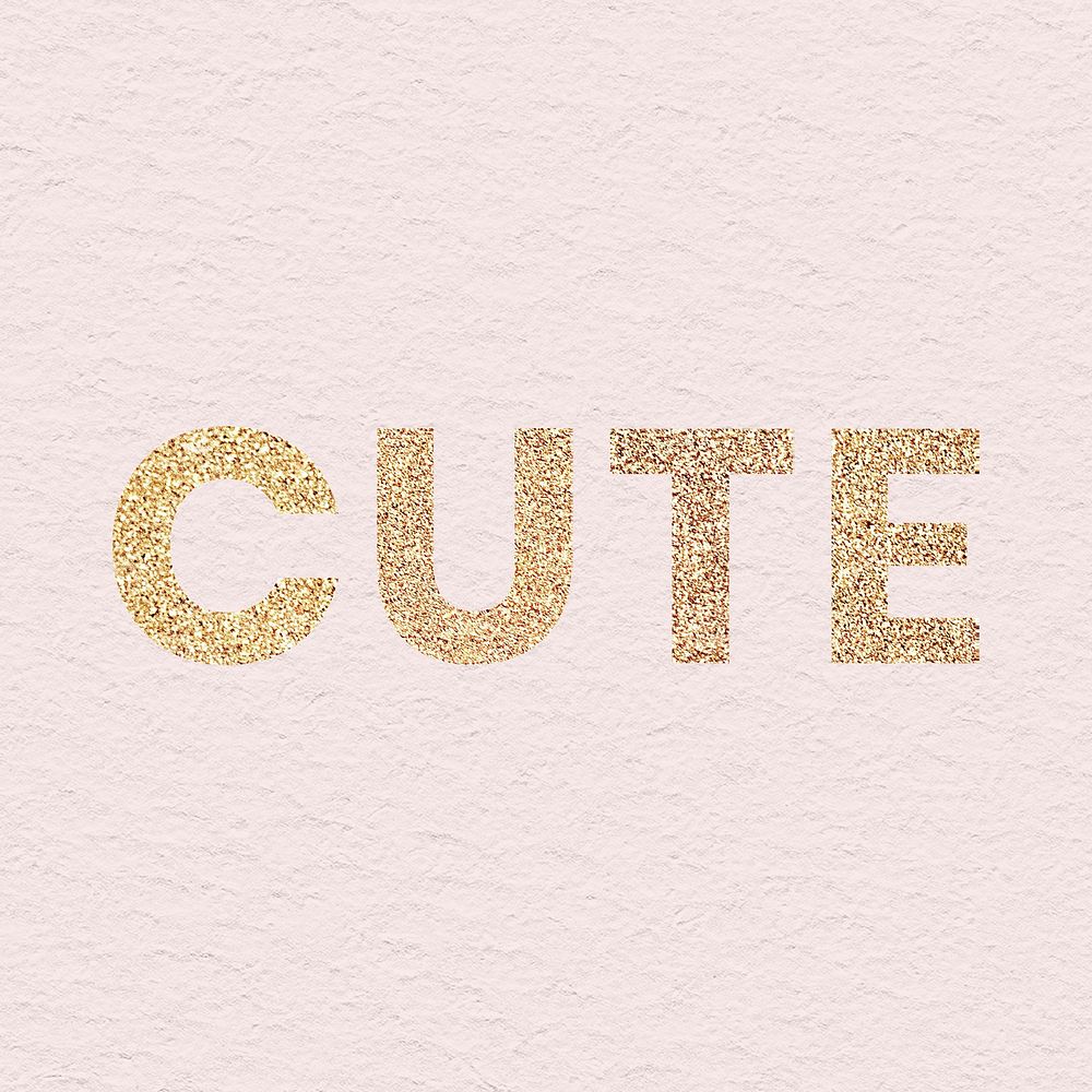 Glittery cute typography on pink background