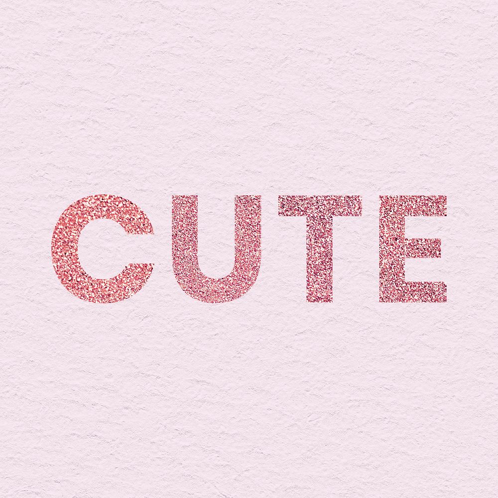 Cute red glittery trendy word with pink background