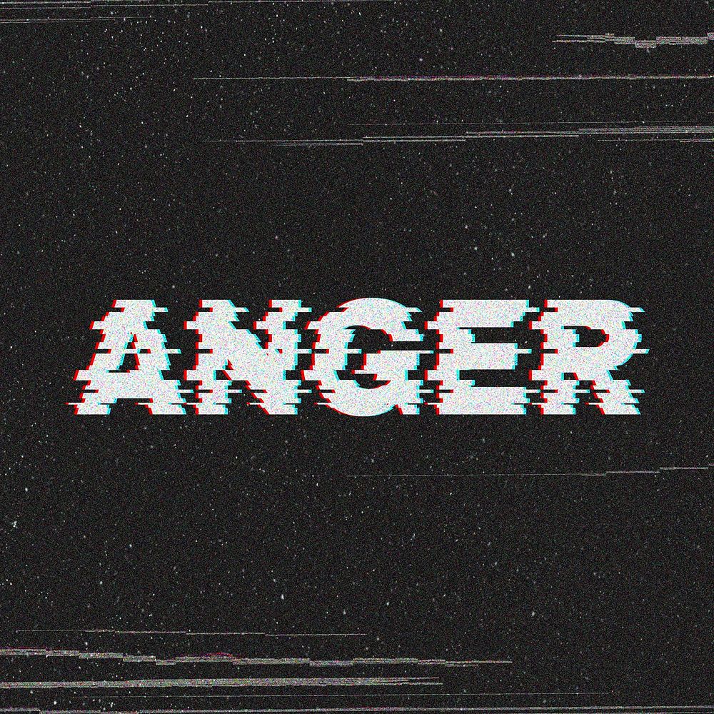 Anger blurred word typography on black background 