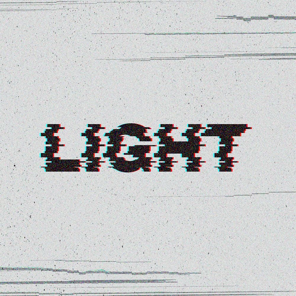 Light glitch effect typography on gray background