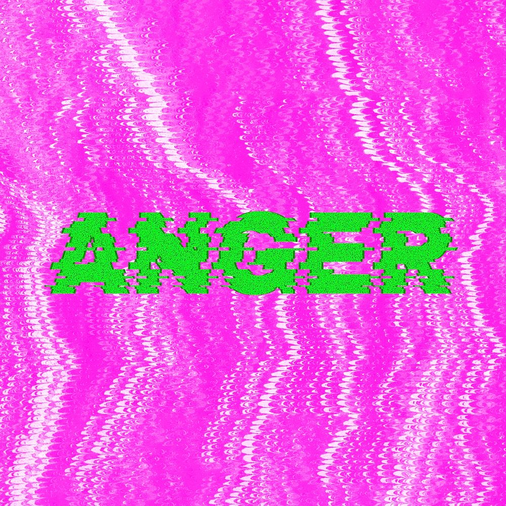 Anger blurred word typography on pink background