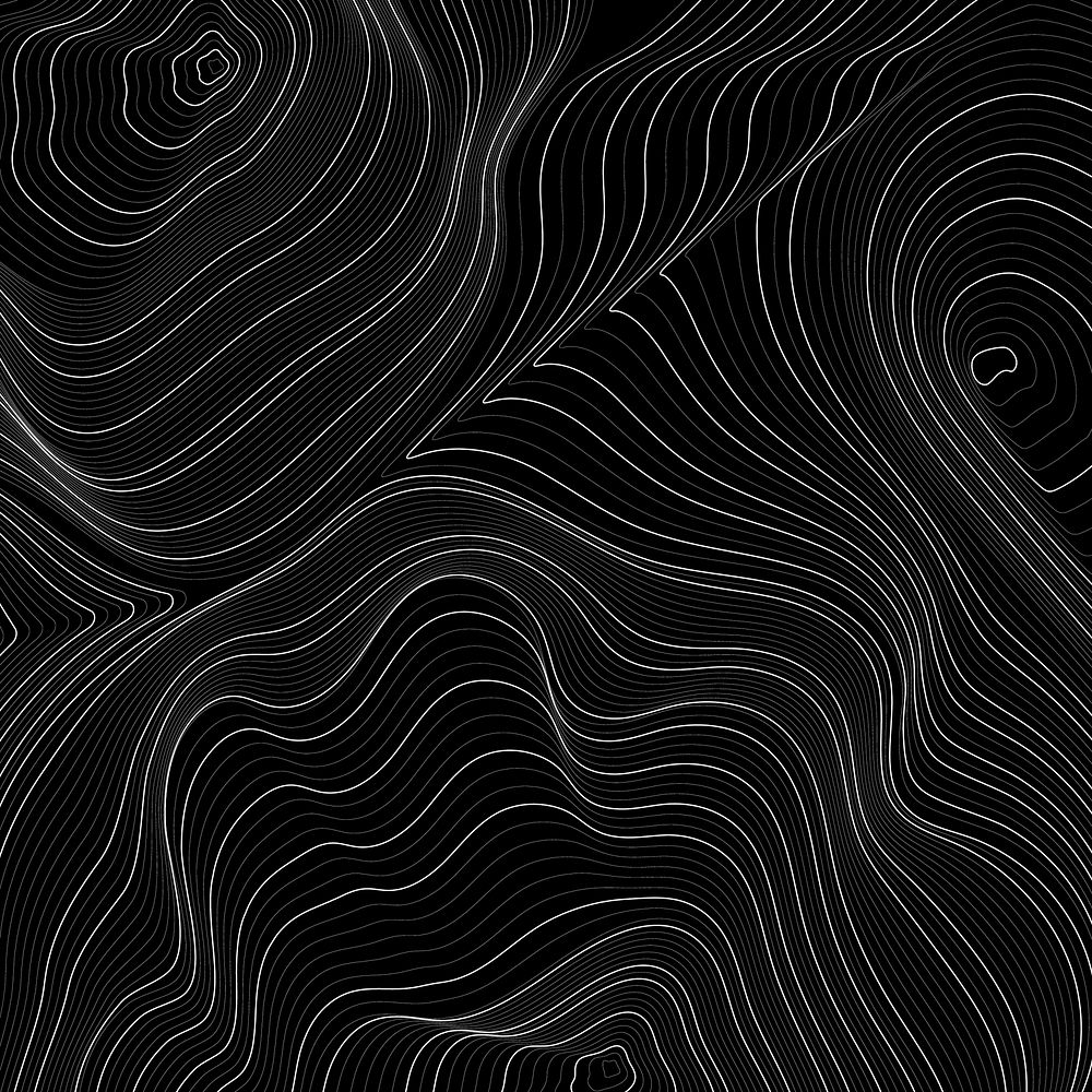 Gray topographic pattern on a black background